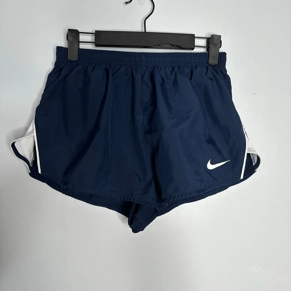 Nike Tempo Running Shorts Womens Small Navy Blue EUC‎ Dri-FIT Mesh Trim